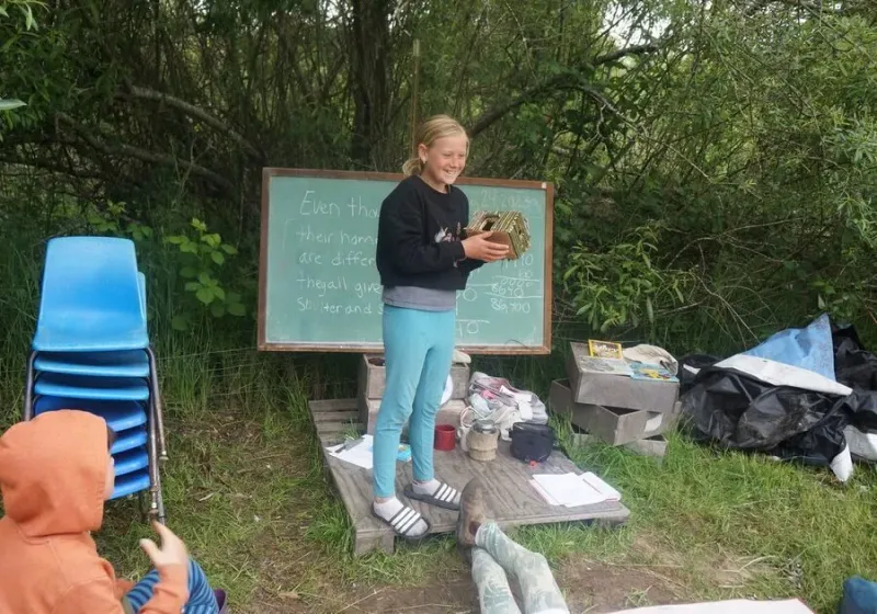 Children exploring nature on the BeeHive farm